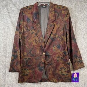 Vintage 80s 90s Tofy Blazer Womens 8 Paisley Dark Academia Trad Wife Preppy USA